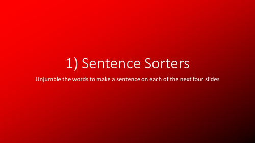 Sentence sorter starter