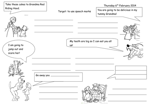 Speech Bubbles and Speech marks  Red Riding Hood