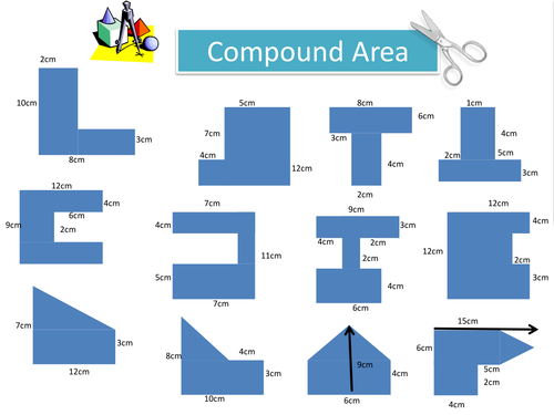 Maths KS2, KS3: Compound Areas worksheet. by bluberry24 - Teaching