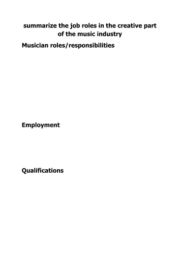 Summarizing job roles in the music industry