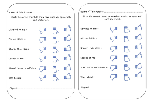 Talk Partner Review Sheet