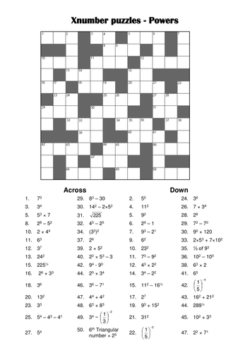 Powers Xnumber Puzzle 