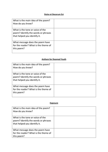 Year 10 Wilfred Owen CA Scheme of Work - Lesson 12