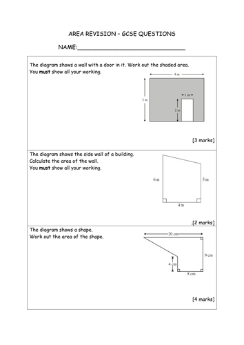 Area & Surface Area Revision