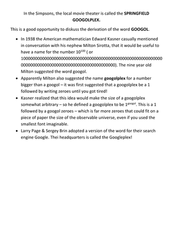 Math & the Simpsons - Part 14 = Googol & e