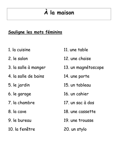 La maison free worksheet