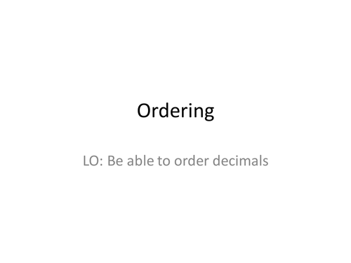 Ordering decimals