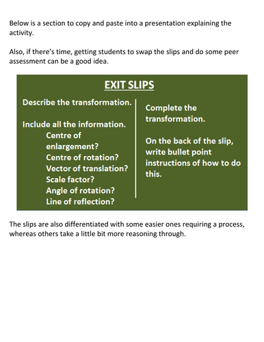 Transformation Exit Slips