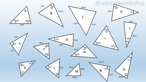 Congruent triangles Matching activity
