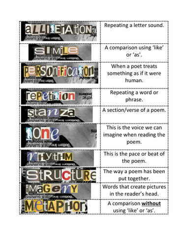 Poetic techniques cut and match up