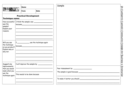 Practical Development / Sample write up sheets