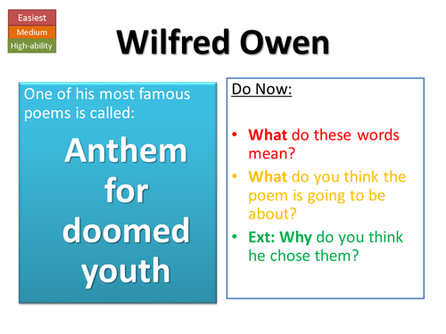 Year 10 Wilfred Owen CA Scheme of Work - Lesson 7