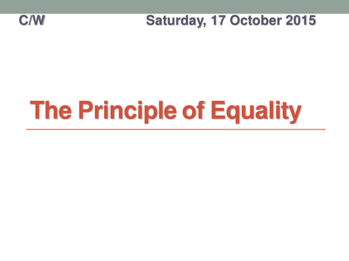 The Principle of Equality