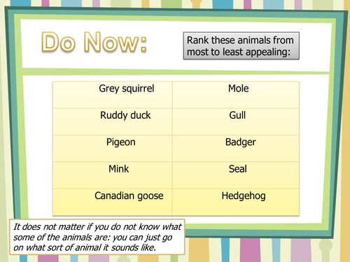 Yr 8 Reading Mini Unit  (Animal Rights): Lesson 3