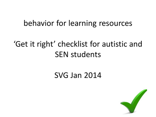 Behavior for learning student checklist