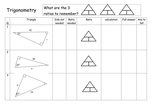Trigonometry step by step worksheet