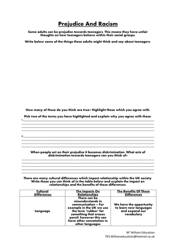 Predjudice And Racism