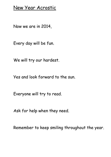 New Year Acrostic