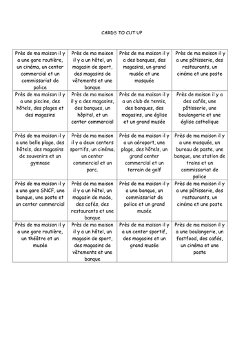 KS3 beginners - Find someone who places in town