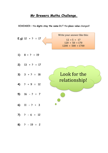 Inverse Addition Subtraction Place Value Teaching Resources