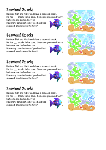 Rainbow Fish problem solving - calculating | Teaching Resources