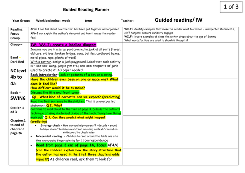 Project X SWING 4b to 4a planning and activities