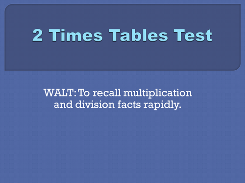Timed tables tests, Set 2a