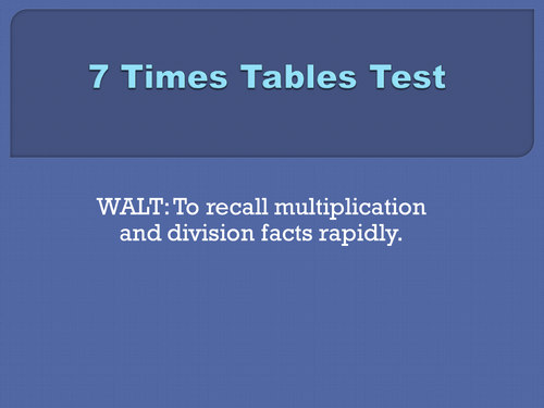 Timed tables tests, Set 1a