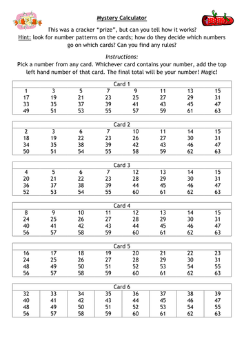 Mystery Calculator - Christmas Cracker Puzzle