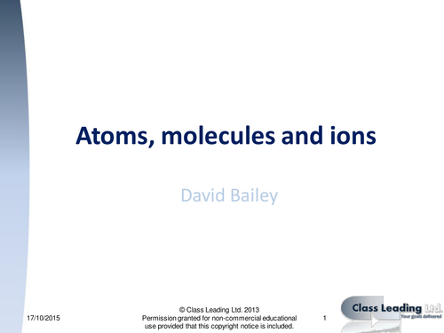 Atoms, ions & molecules - graded questions