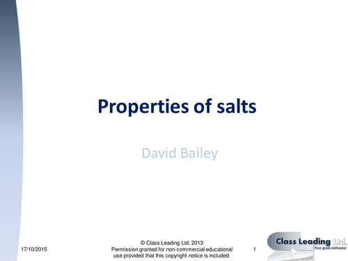 Properties of salts - graded questions