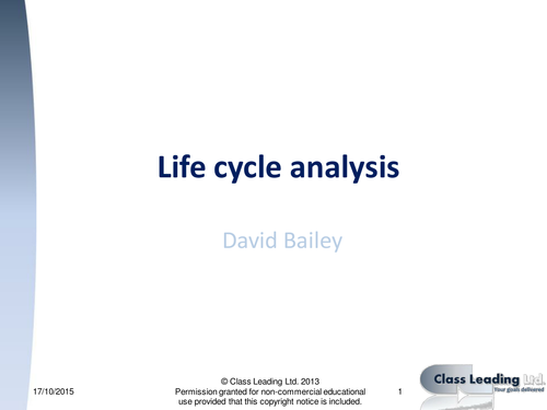 Life cycle analysis - graded questions