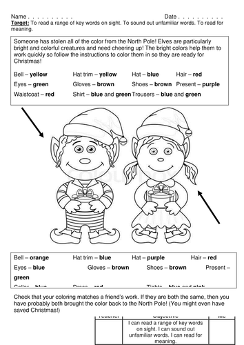 Reading Comp Christmas Coloring -  EYFS and KS1