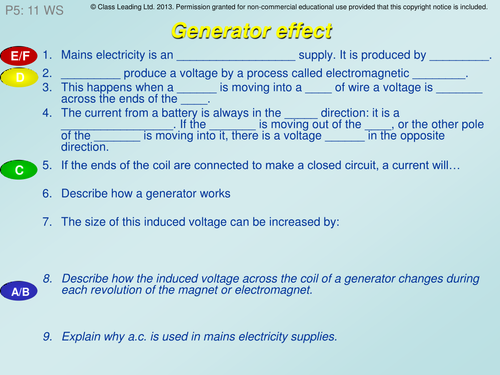 Generator effect - graded questions