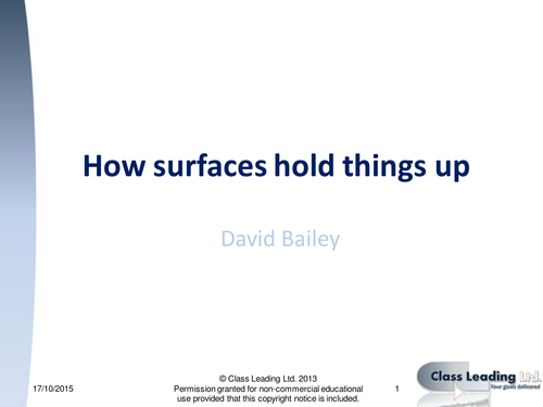 How surfaces hold things up - graded questions