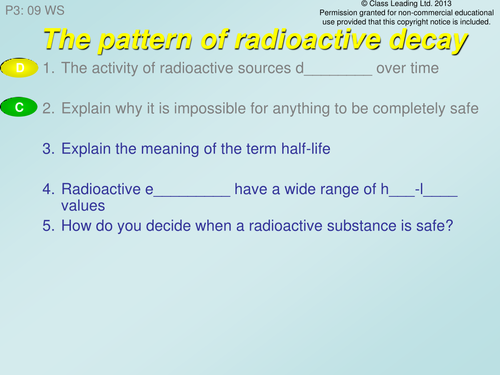 Pattern of radioactive decay - graded questions