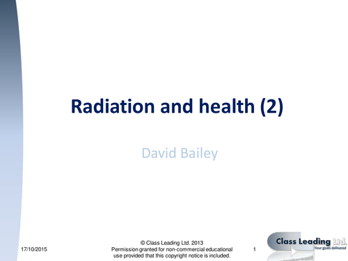 Radiation and health (2) - graded questions