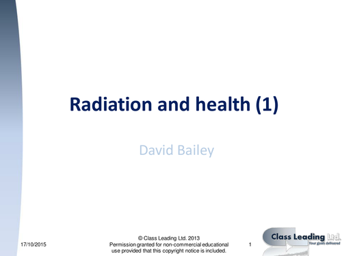Radiation and health (1) - graded questions