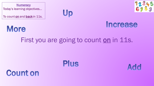 Counting on and back in 11s KS2