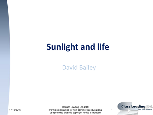 Sunlight and life - graded questions