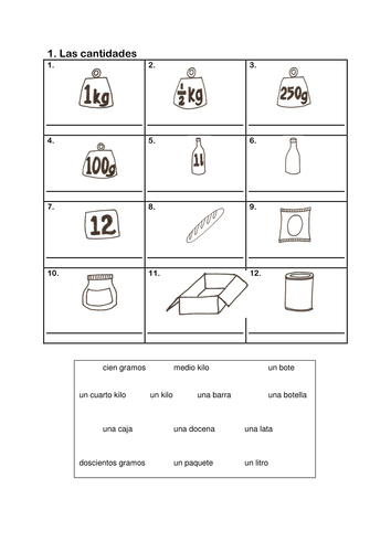 Food & shopping worksheet