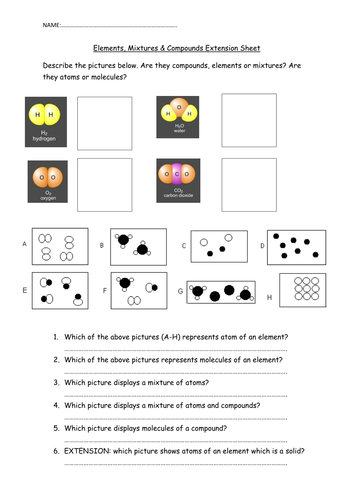 compounds and elements worksheet