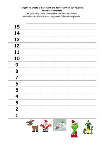 Christmas Character Tally Chart and Bar graph