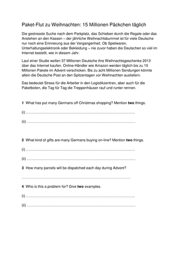 On-line Christmas shopping in Germany