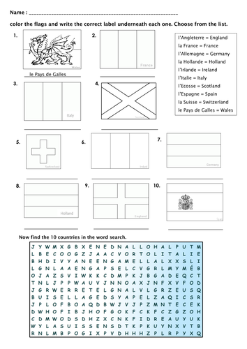 FLAGS - activity sheet