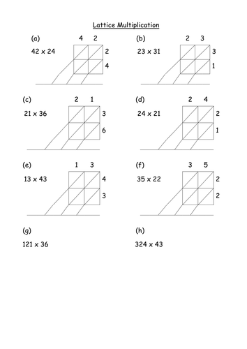 Lattice (Chinese) & Napier's Bones Multiplication | Teaching Resources