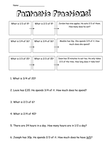 Differentiated fractions worksheets