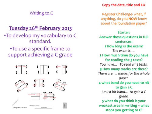 AQA English Exam Moving D to C lessons 1-15