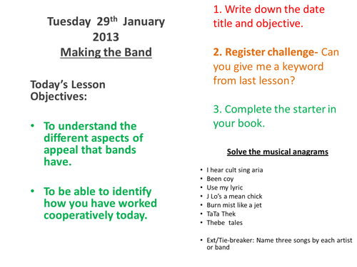 Making the Band 3 updated lessons