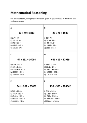 mathematical reasoning table by Teaching Reasoning Somnophorev2 Mathematical UK